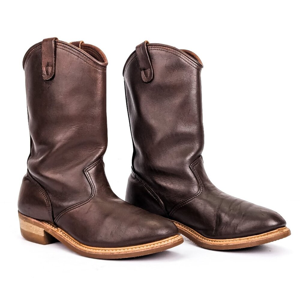 Carolina Men Wellington Dark Brown Leather Cushion Western Cowboy Boots sz 10